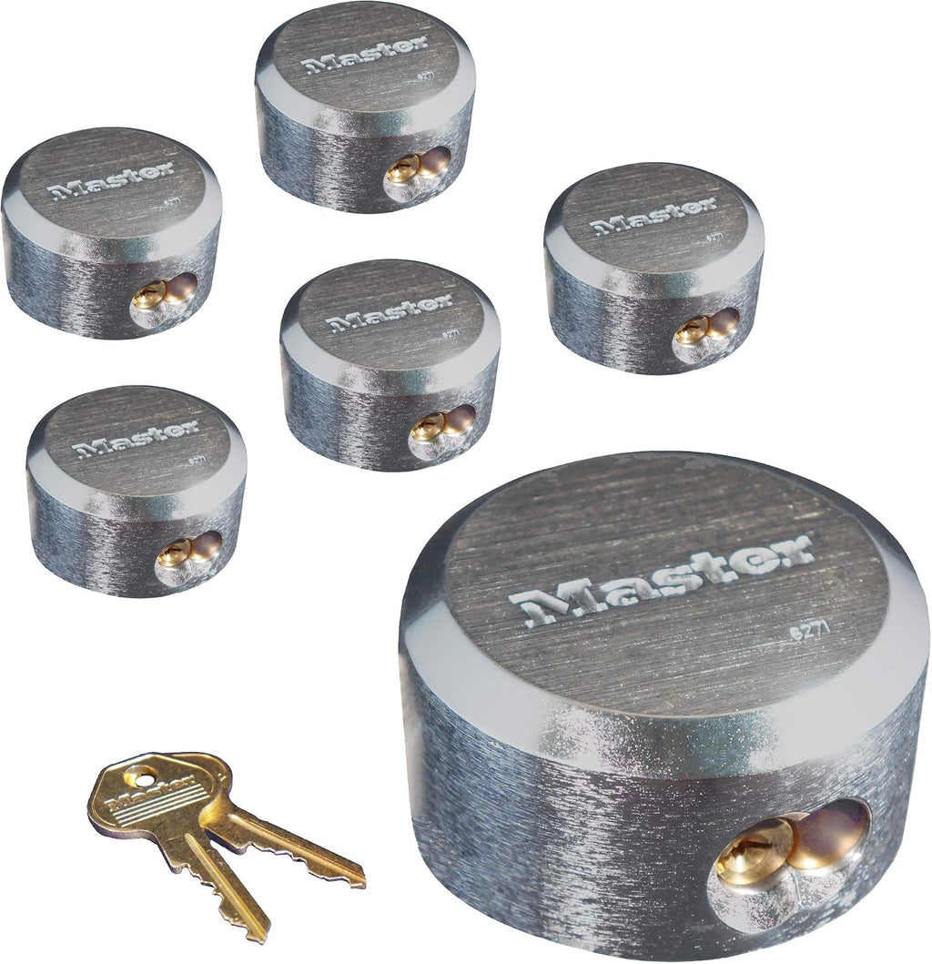 Master Lock 6271KA 6 Pack - 2-7/8in. ProSeries Reinforced Hidden Shackle Rekeyable Pin Tumbler Keyed Alike Padlock, Chrome