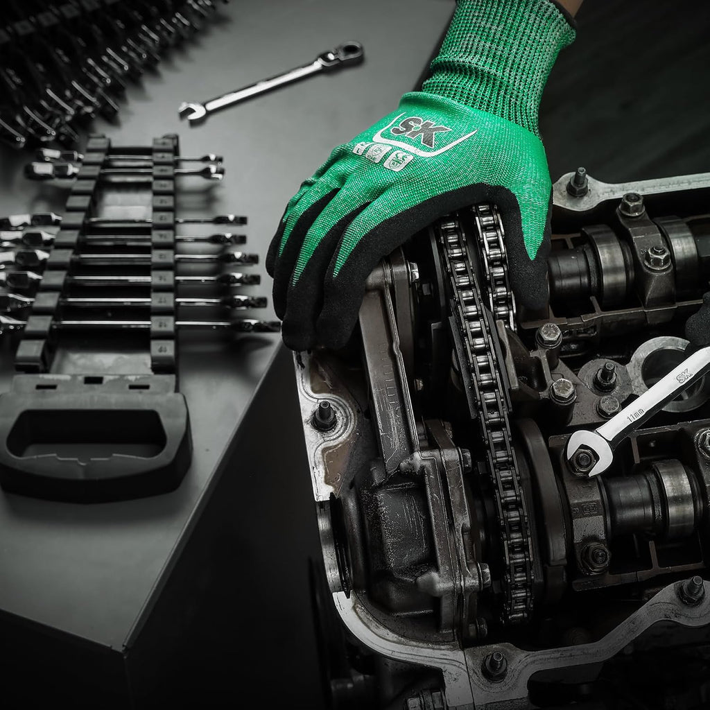 SK Flex-Head Ratcheting Wrench Set, Combination Wrench Set, 25-Piece, SAE 1/4' to 1', Metric 8 to 19mm, 72-Tooth, Premium CR-V Construction, with Rack Organizer