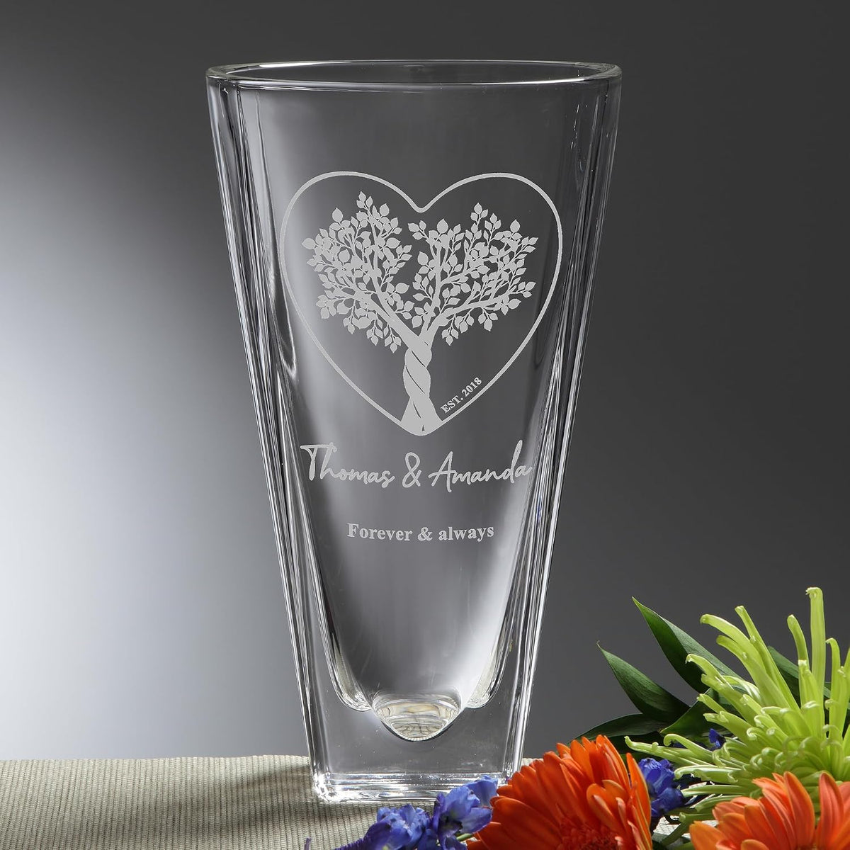 Personalization Universe Rooted in Love Engraved Crystal Vase