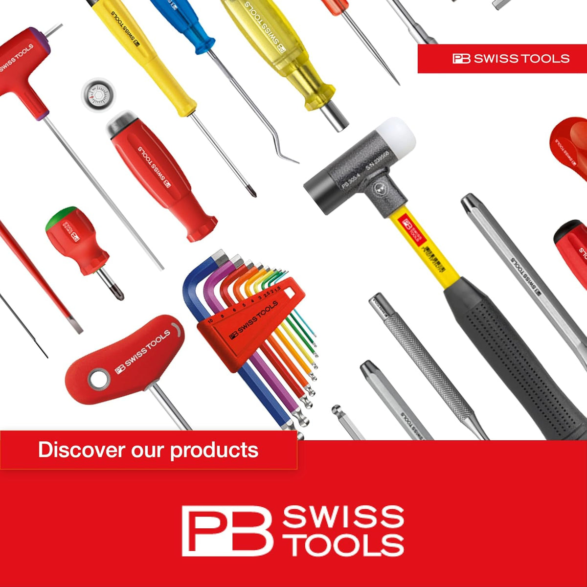 PB SWISS TOOLS Allen Key Set PB 212Z.LH-12 RB | 100% Swiss Made | 12-Piece Long Hex Key Set with Ballpoint, Inch Sized for Screwdriving Work in Industry and Handcraft
