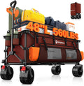 Originsure 48' L Collapsible Wagon Cart Foldable, 560lbs Weight Capacity 300L Heavy Duty Folding Beach Wagons with Big All-Terrain Wheels, Utility Carts for Groceries, Shopping, Camping, Sports-red