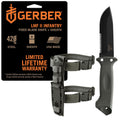 Gerber Gear LMF II Infantry Survival Knife, Made in USA Military Grade Tactical Fixed Blade with Serrated Edge, Shock Absorbing Handle, Molle Sheath and Sharpener, Green