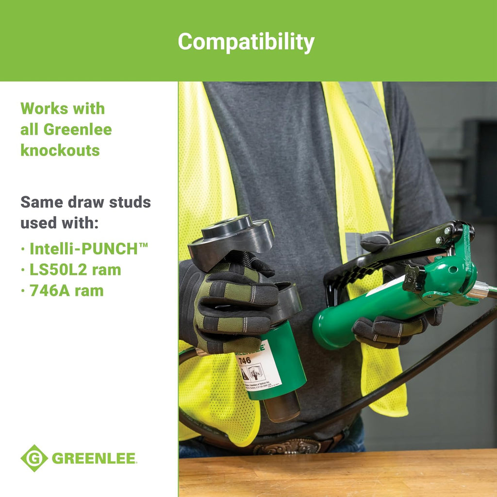 Greenlee 7310SB 11-Ton Hydraulic Knockout Punch Kit with Hand Pump, Ram, 1/2' to 4' Slug-Buster Punches, Dies, and Hydraulic Draw Studs, Electrical Conduit Hole Cutter Kit
