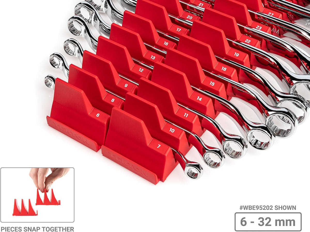 TEKTON 45-Degree Offset Box End Wrench Set with Modular Organizers, 11-Piece (6-32 mm) | WBE95202