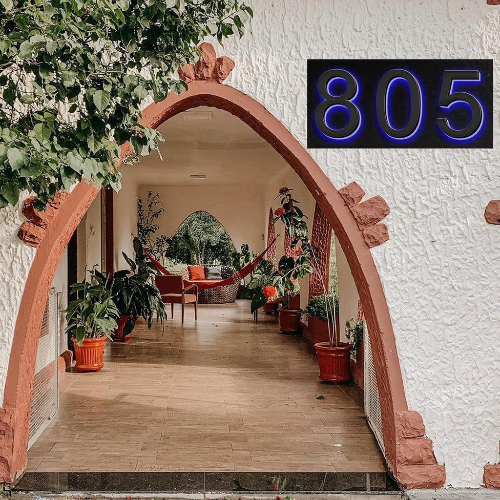 Backlit Illuminated LED House Numbers For House Street, Stainless Steel Illuminated House Number, Modern Up-Scale Look, Lighted Address Number Sign,14 Inch/350mm,6