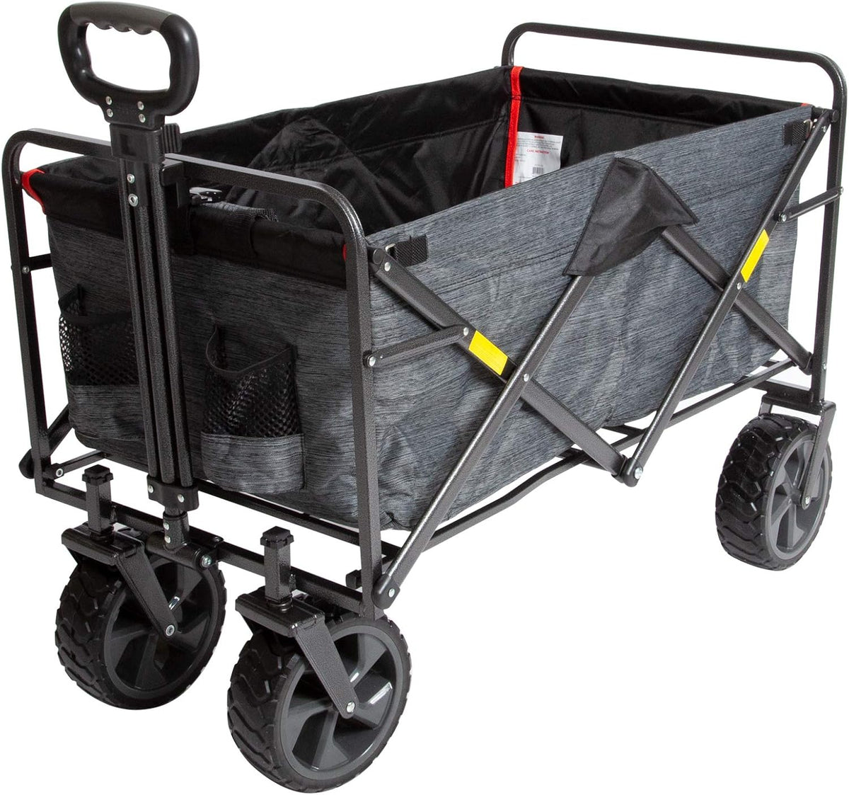 MacSports XL Heavy Duty Collapsible Outdoor Folding Camping Gear Grocery Cart Portable Lightweight Utility Adjustable Rolling Cart All Terrain Sports Beach Wagon with Cargo Net