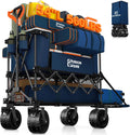 Originsure 400L Double Decker Wagon Collapsible with 54' L Tailgate, 560lbs Heavy Duty Carts Foldable, Extra Large Folding Beach Wagon with Big All-Terrain Wheels for Camping, Sports, Groceries, Blue