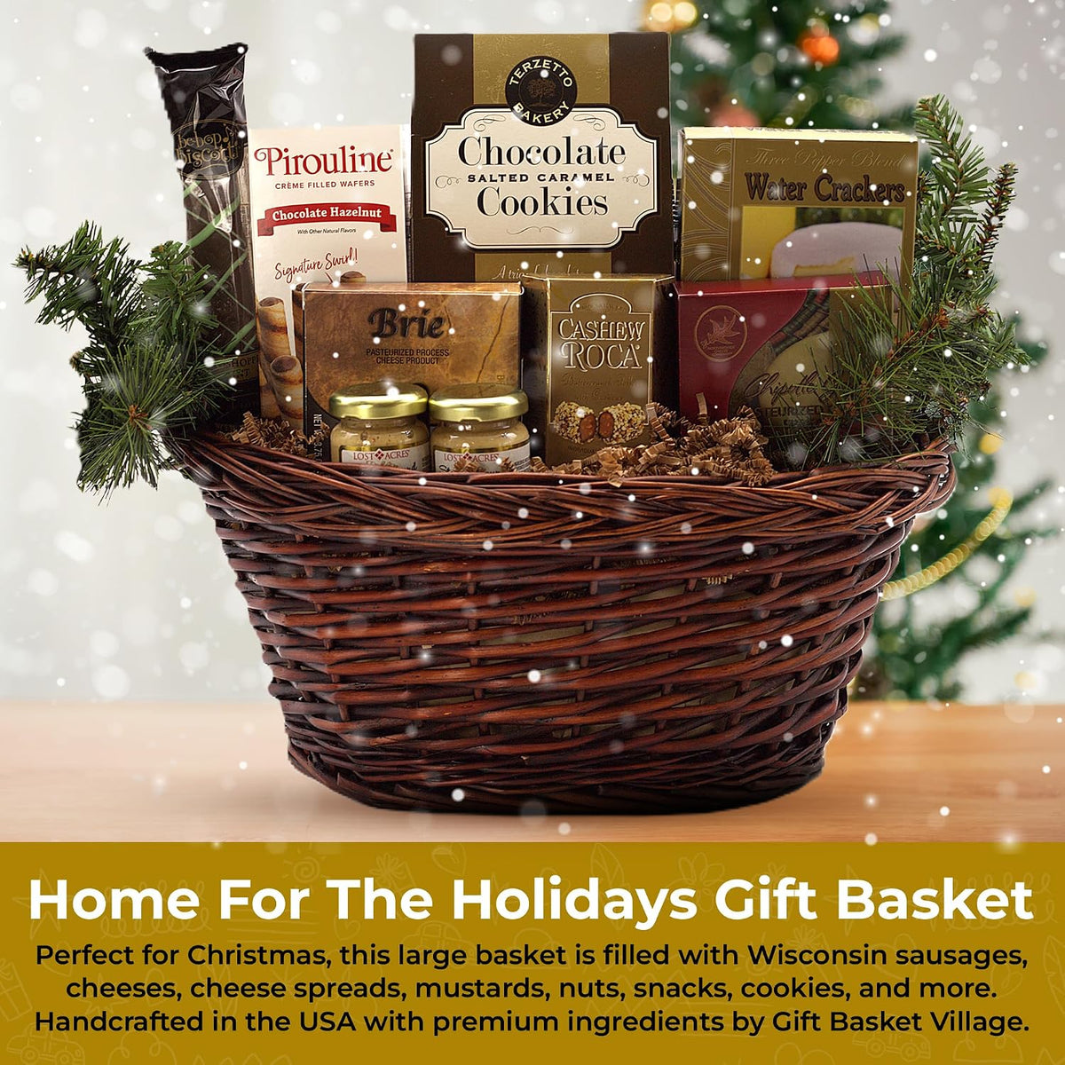 Gift Basket Village - Meat and Cheese Basket, Charcuterie Food, Sausage, Summer Sausage, and Cheese Selection for Christmas - Large, 10 Pounds - Gourmet Cheese, Meat, Cheese and More - Pack of 1