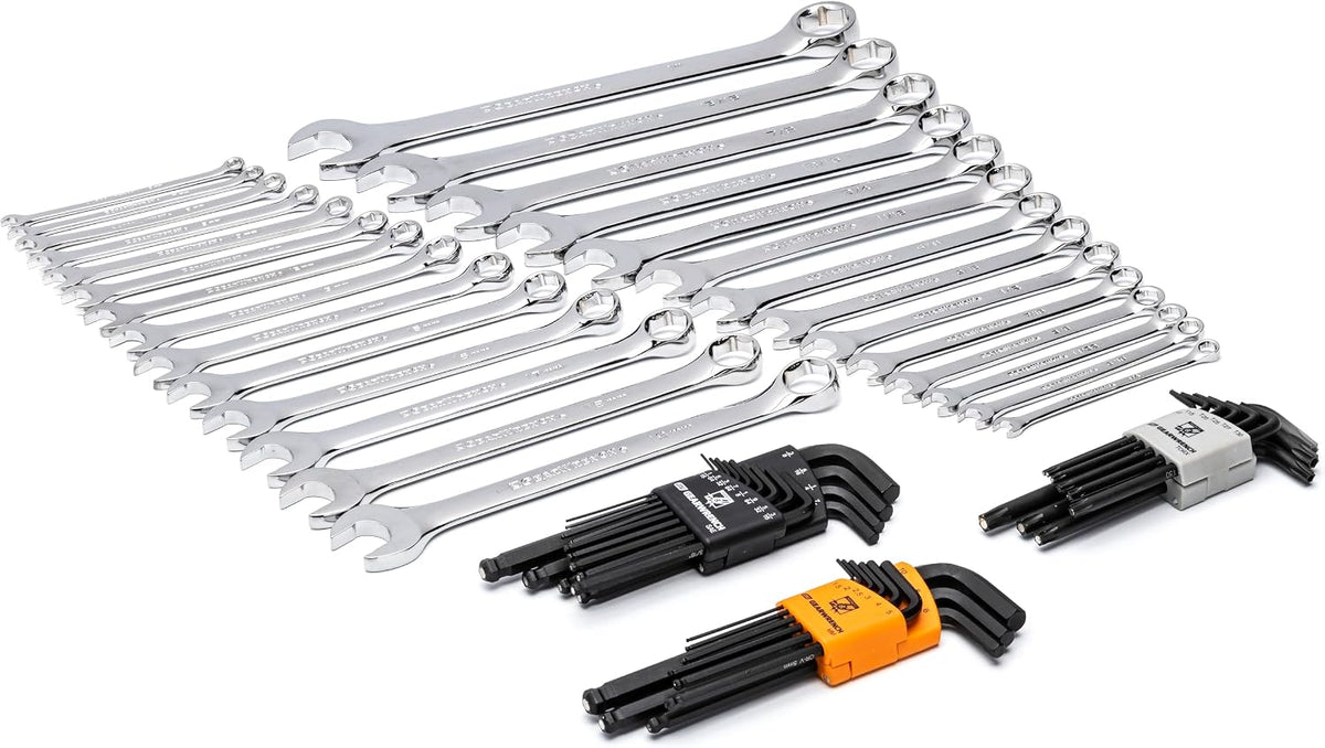GEARWRENCH 59 Piece 6 Point Combination Wrench and Hex Key Set in Foam Storage Tray - GWMSCWS6SAEMM