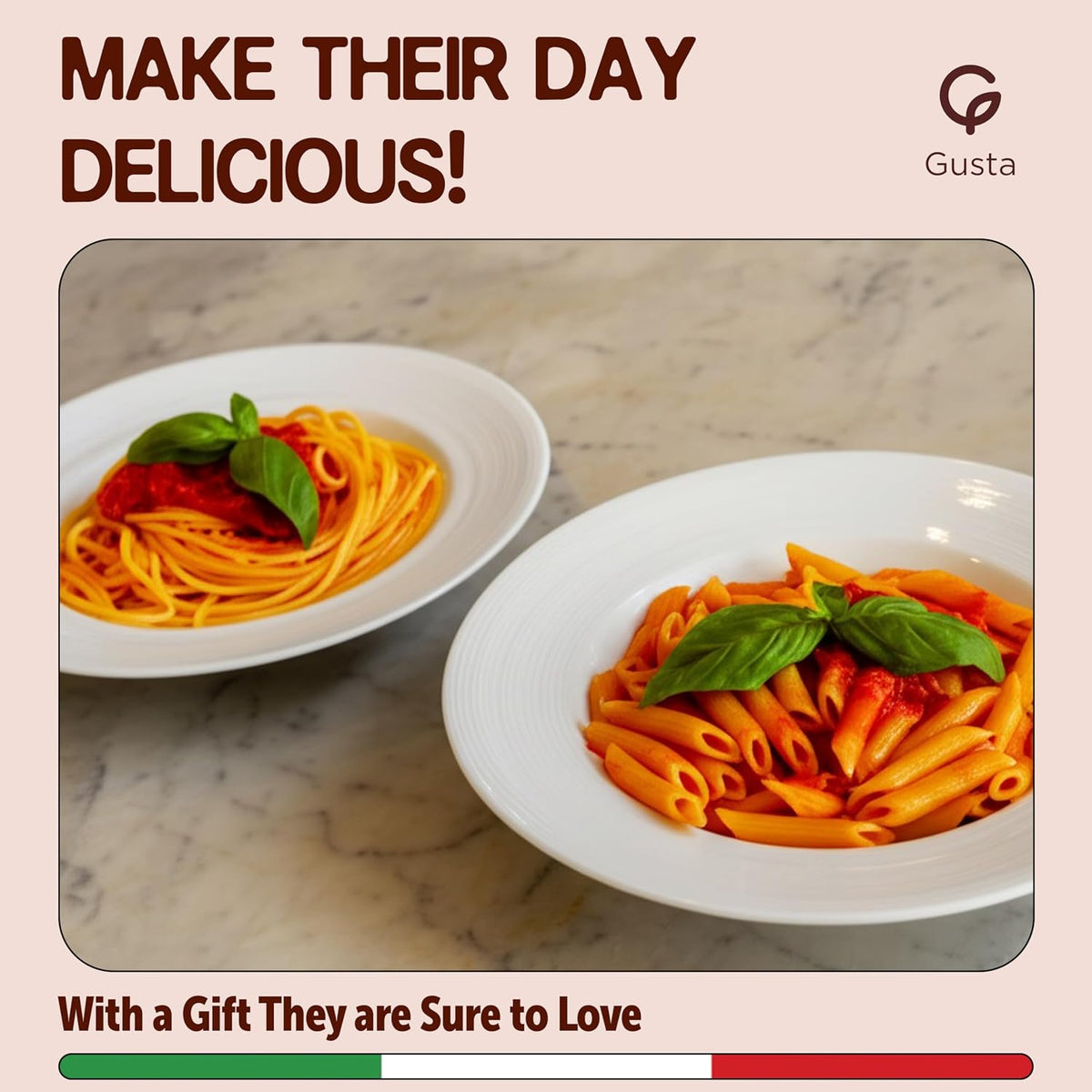 Gusta Pasta Gift Basket in Deluxe Packaging - Made in Italy - Healthy Holiday Basket Gift for Men, Birthdays, Families, Parties, Housewarming, Client Thank You & Sympathy