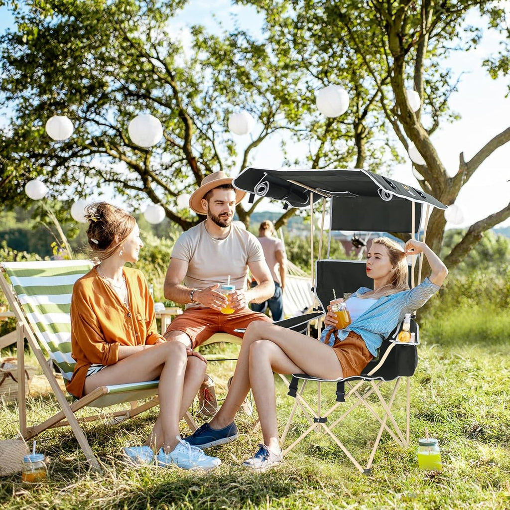 Nice C Chair with Canopy, Chair with Shades, Camping Chair, Sports Chairs, Beach Chair, w/Removable Footrest 2-Pack+Wagons Carts Foldable, Foldable Wagon, Collapsible Wagon with Solar Panel Canopy