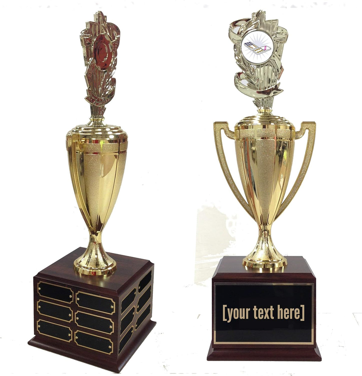 Domino Traveling Trophy - Plastic Trophy with Base, Awards and Trophies for Sports Competition, Prizes for Adults and Kids Gold, 18'