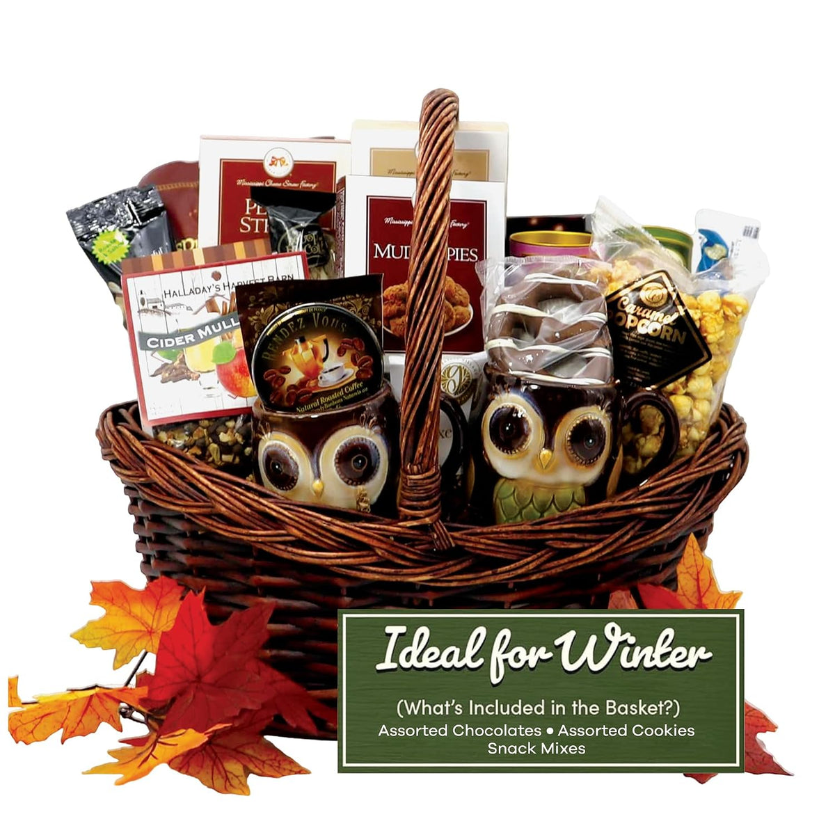 Gift Basket Village - The Colors of Fall Gourmet Food Basket, Large Thanksgiving & Christmas Snack Hamper, Sweets and Chocolate Basket for Family & Office, Sympathy, Anniversary, and Welcome - 6 lbs