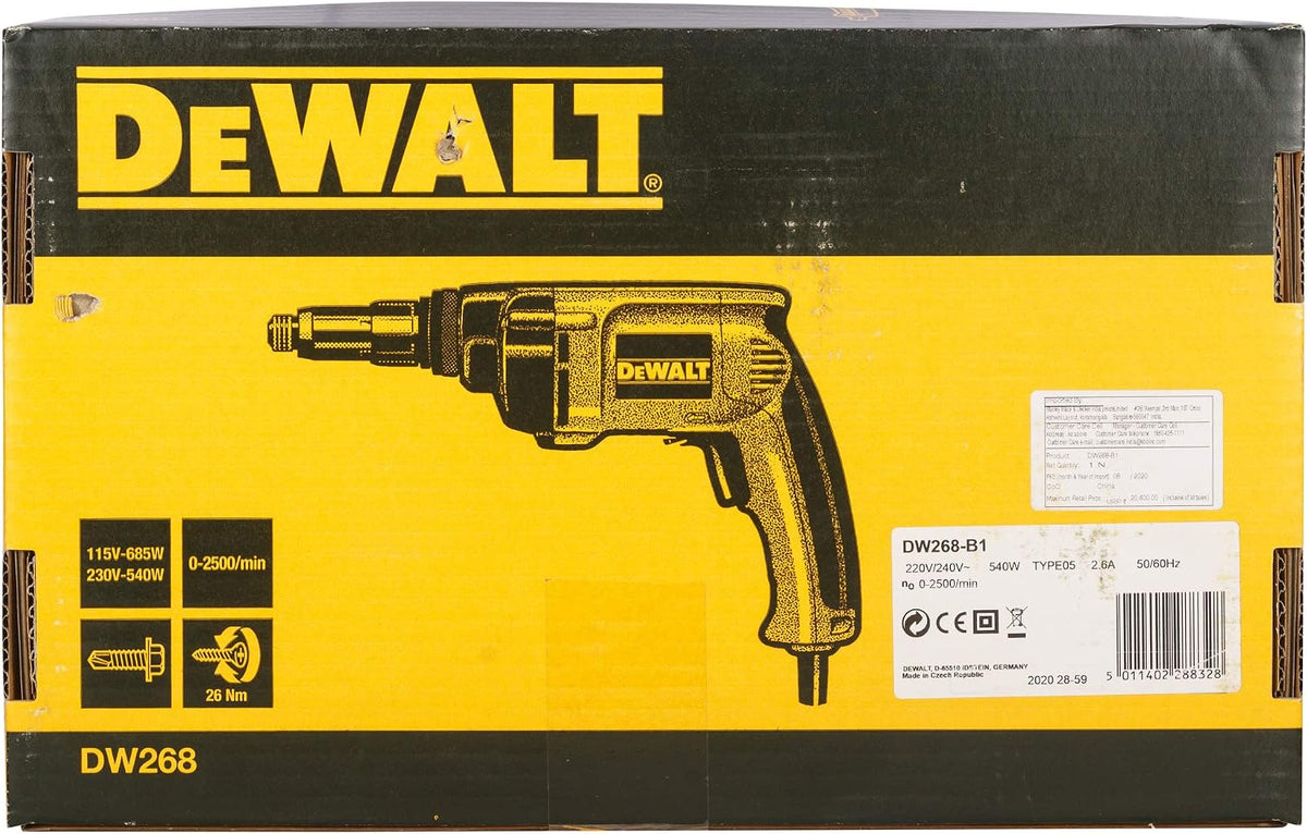 DEWALT Drywall Screw Gun, 6.5-Amp (DW268), Yellow