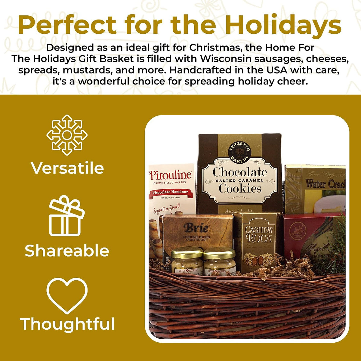 Gift Basket Village - Meat and Cheese Basket, Charcuterie Food, Sausage, Summer Sausage, and Cheese Selection for Christmas - Large, 10 Pounds - Gourmet Cheese, Meat, Cheese and More - Pack of 1