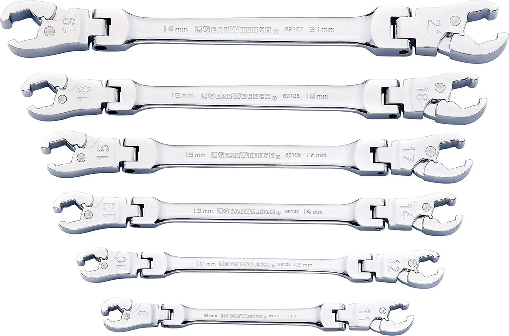 GEARWRENCH Ratcheting Flex Head Flare Nut Metric Wrench Set 6 Pc. - 89101D