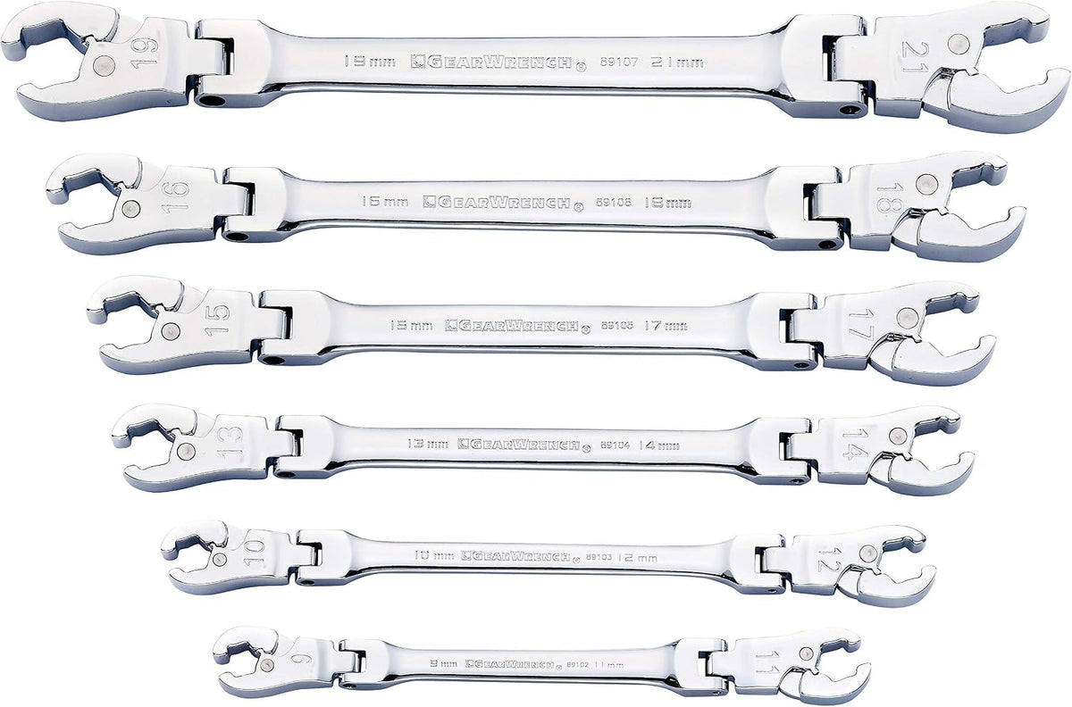 GEARWRENCH Ratcheting Flex Head Flare Nut Metric Wrench Set 6 Pc. - 89101D