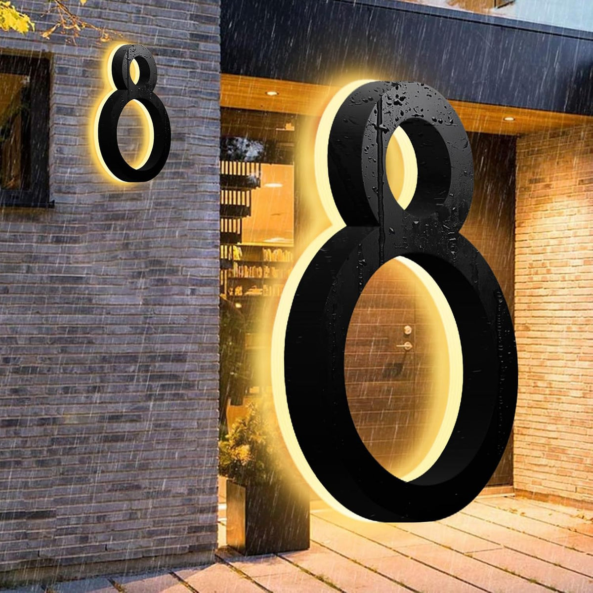 Illuminated House Numbers, Backlit LED 3000K Illuminated Home Address Number, Large Lighted House Number For Outside Yard, Modern Address Numbers.
