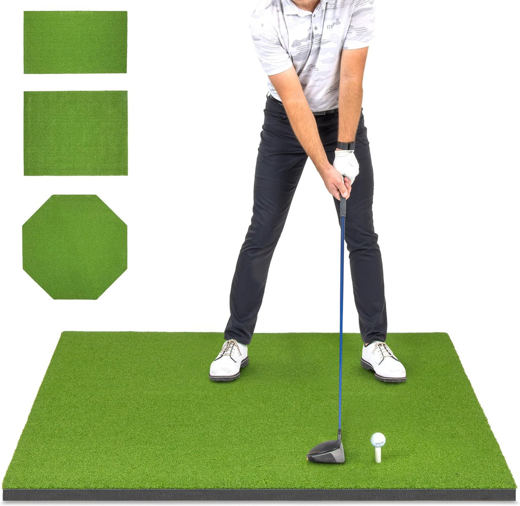 GoSports Pro Golf Hitting Mat for Indoor and Outdoor Practice - Withstands Thousands of Shots - Heavy-Duty Turf Driving Range Mats Works with Golf Simulators - Includes 3 tees -Choose Your Size