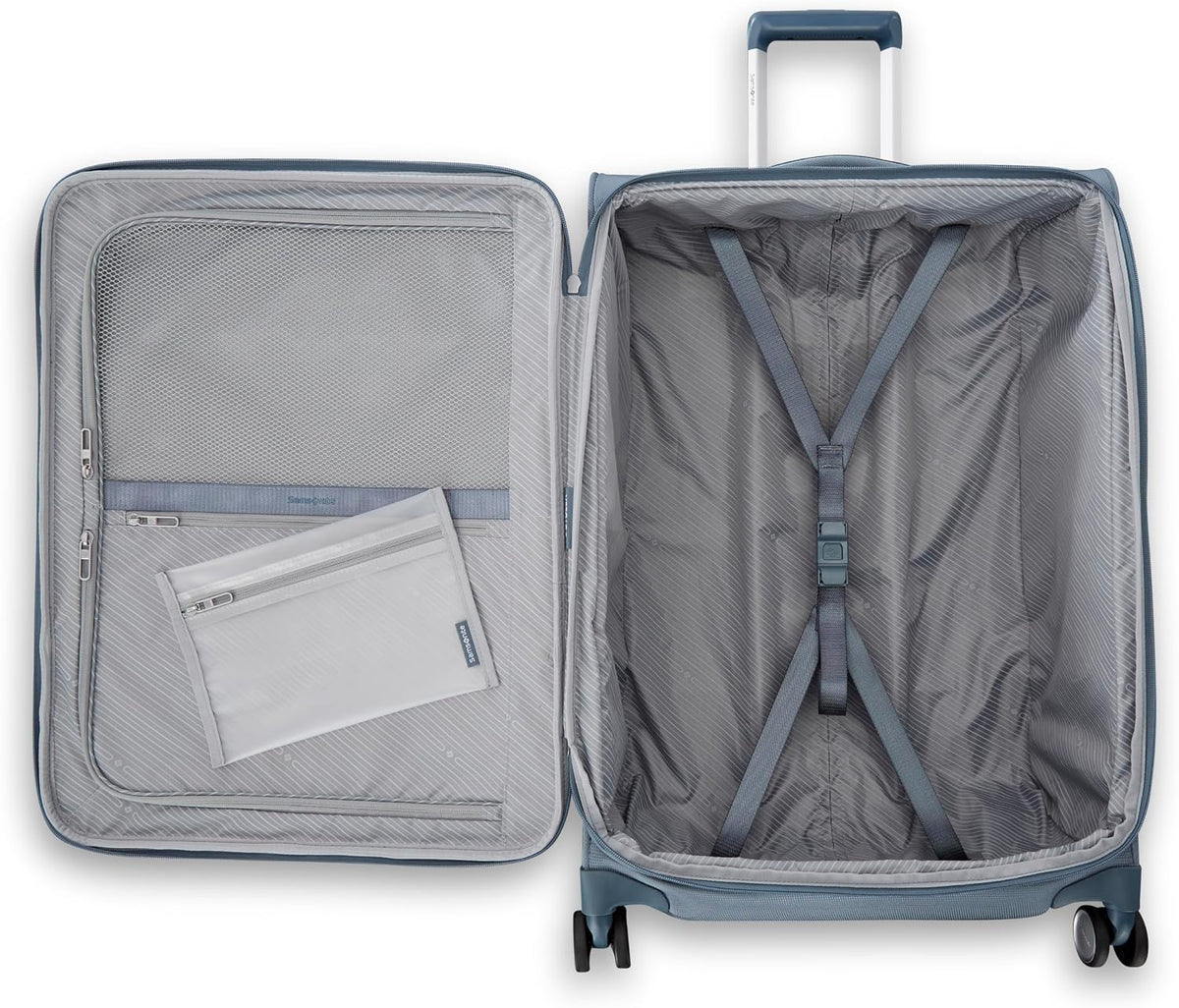 Samsonite UpLIFT Lightweight Medium Checked Softside Luggage with Spinner Wheels - Expandable - Airline-Approved, Polyester Soft Suitcase for Ultra Light Travel - Elemental Blue