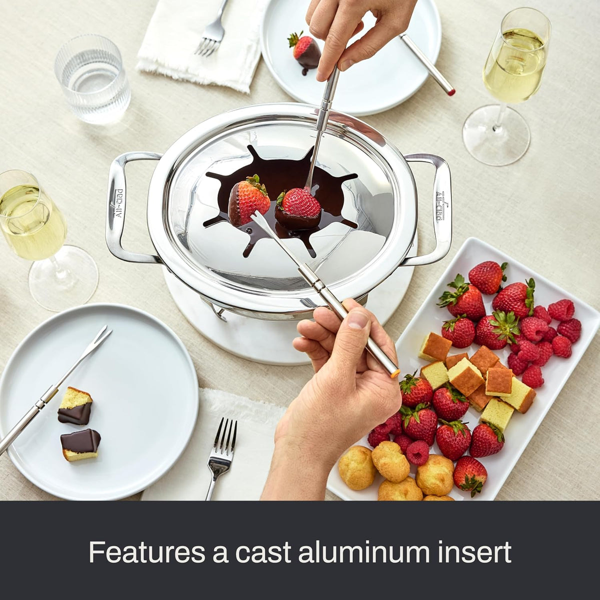 All-Clad Specialty Stainless Steel Fondue Set 12 Piece Pots and Pans, Cookware Silver