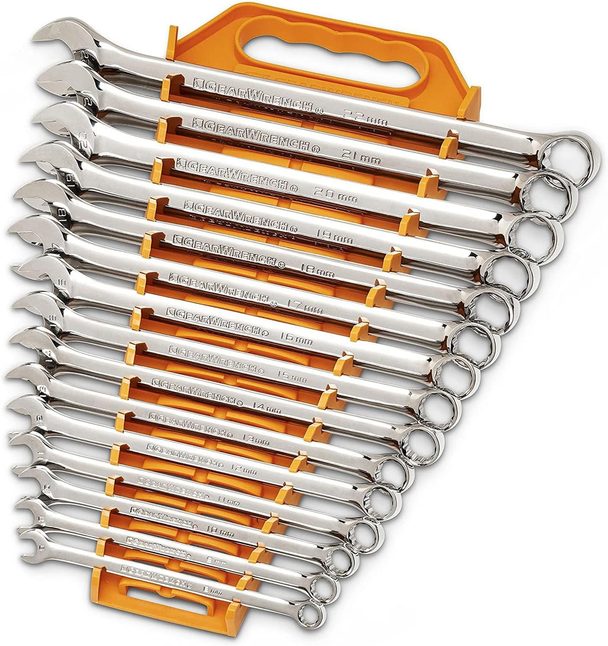 GEARWRENCH 30 Piece 12 Point Long Pattern Combination SAE/Metric Wrench Set with Wrench Racks (1/4-1 in., 8-22 mm) - 81937