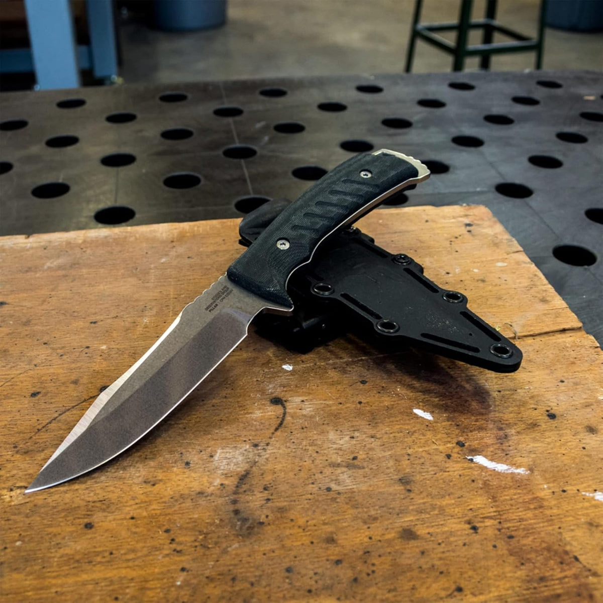 SOG Pillar Fixed Blade Knife- Full Tang 5 Inch S35VN Steel Blade Survival Knife, w/ Linen Micarta Handle and Kydex Sheath, Made in the USA (UF1001-BX)