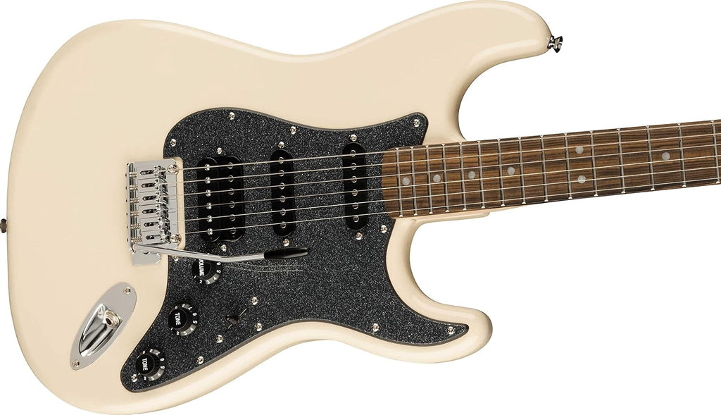 Fender Squier Affinity Stratocaster HSS Limited Edition - Olympic White Bundle with Gig Bag, Tuner, Strap, Picks, and Austin Bazaar Instructional DVD