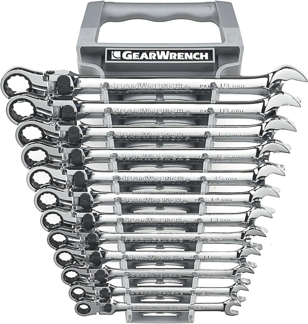 GEARWRENCH 12 Pc. 12 Pt. XL Locking Flex Head Ratcheting Combination Wrench Set, Metric - 85698