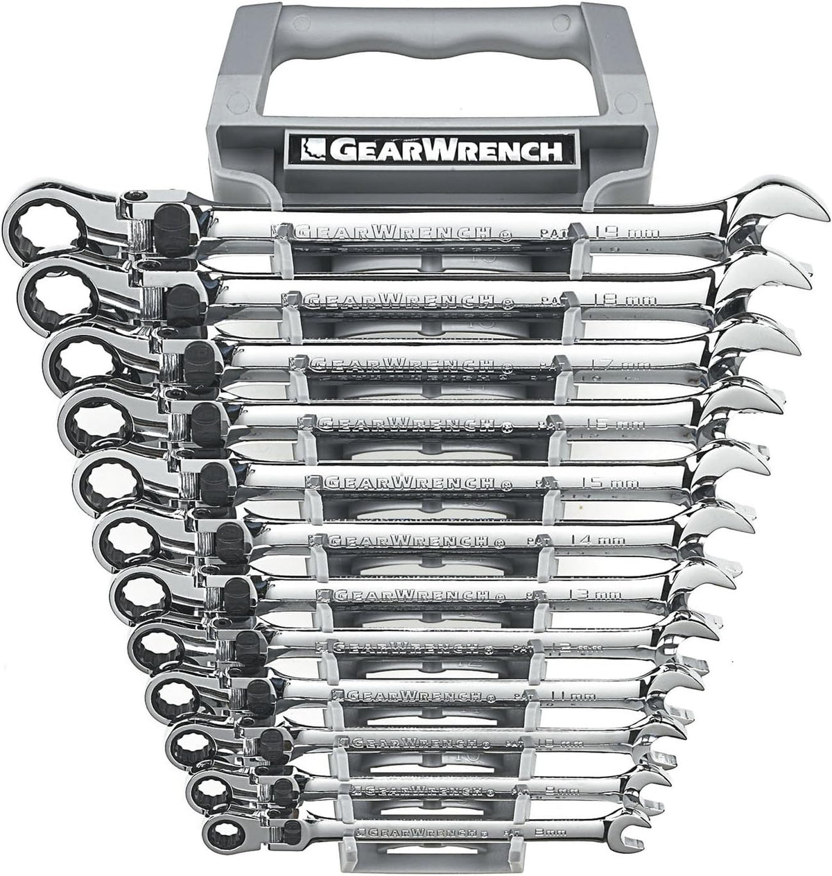 GEARWRENCH 12 Pc. 12 Pt. XL Locking Flex Head Ratcheting Combination Wrench Set, Metric - 85698