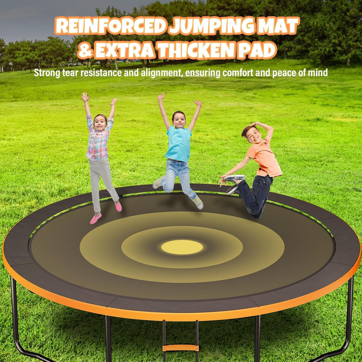 Kiivakii Trampoline 8FT 10FT 12FT 14FT 16FT, Outdoor Trampolines for Kids and Adults, Recreational Trampoline with Enclosure Net & Ladder, Round Trampolines ASTM Approved