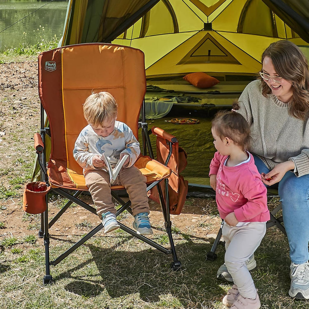 TIMBER RIDGE 400L Large Capacity Folding Double Decker Wagon&TIMBER RIDGE Oversized Folding Camping Chair