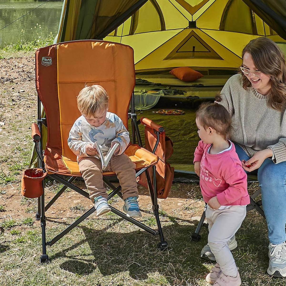 TIMBER RIDGE 400L Large Capacity Folding Double Decker Wagon&TIMBER RIDGE Oversized Folding Camping Chair