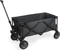 PICNIC TIME Adventure Collapsible Folding Wagon, Outdoor Collapsible Wagon, Portable Cart with Wheels, All-Terrain Trolly Cart with Storage Cover and Handle, Supports 225 lbs Weight, (Dark Gray)