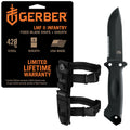 Gerber Gear LMF II Infantry Survival Knife, Made in USA Military Grade Tactical Fixed Blade with Serrated Edge, Shock Absorbing Handle, Molle Sheath and Sharpener, Black