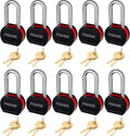 FIGODE® Large Sturdy Steel Locks with 24 Same Keys, Heavy Duty Padlock, 2-3/4' Wide, 2.7' Long Shackle Locks for Door, Gate, Storage, Fence, Shed, Latch. 12 Pack Keyed Alike