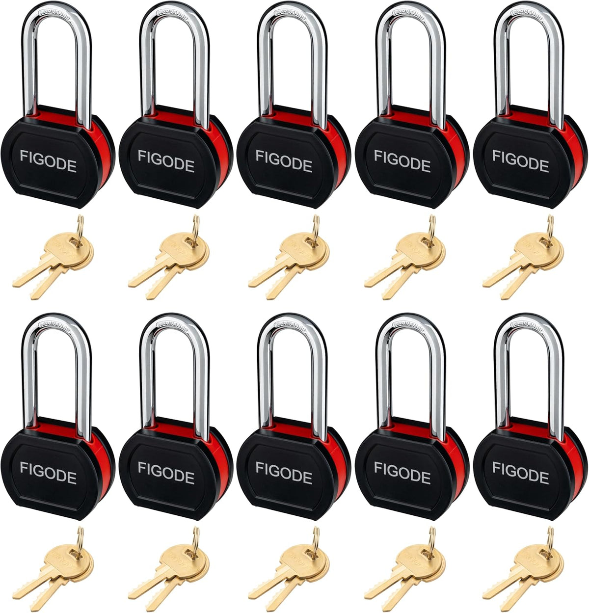 FIGODE® Large Sturdy Steel Locks with 24 Same Keys, Heavy Duty Padlock, 2-3/4' Wide, 2.7' Long Shackle Locks for Door, Gate, Storage, Fence, Shed, Latch. 12 Pack Keyed Alike