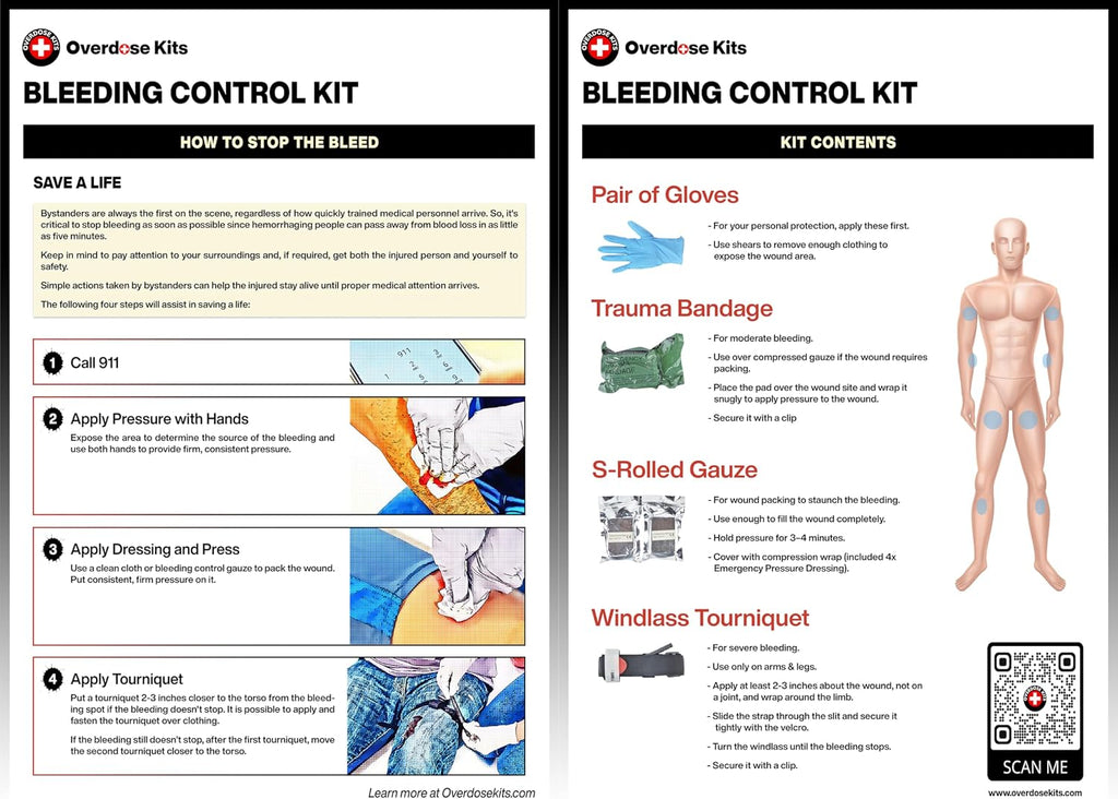 Bleeding Control Kit + Emergency Wall Mount Cabinet | Optional Lock & Alarm Feature Included (Black)
