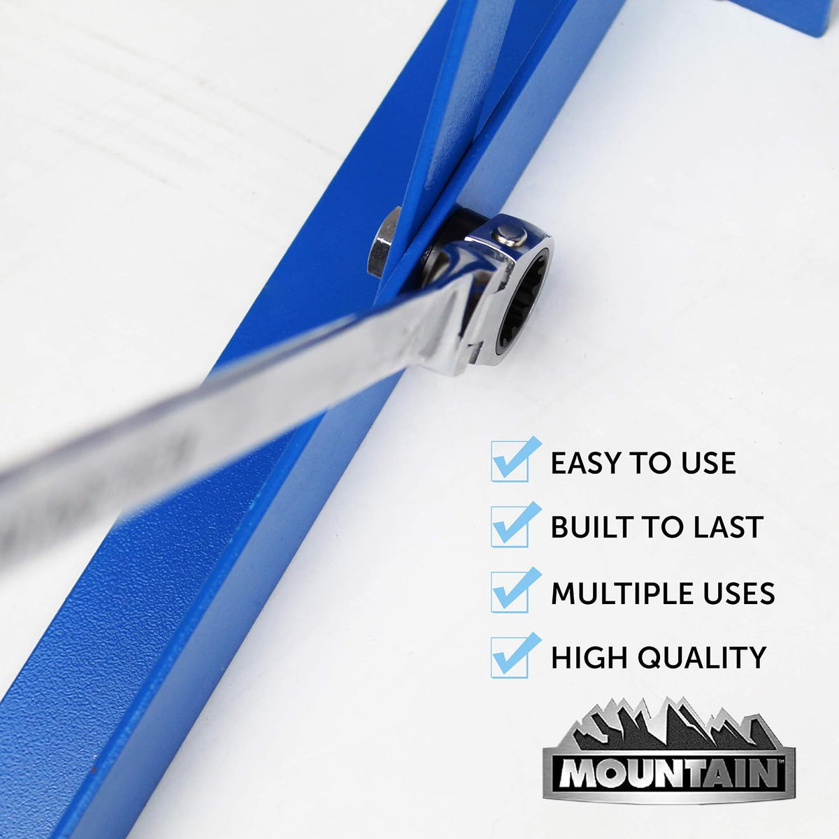 Mountain RF7 SAE Reversible Double Raised Box Ratcheting Wrench Set, Universal Spline, 90 Tooth Design, 180 Degree Rotating Head, Sizes 5/16', 3/8', 7/16', 1/2', 9/16' 5/8', 11/16', 3/4', 4-Piece
