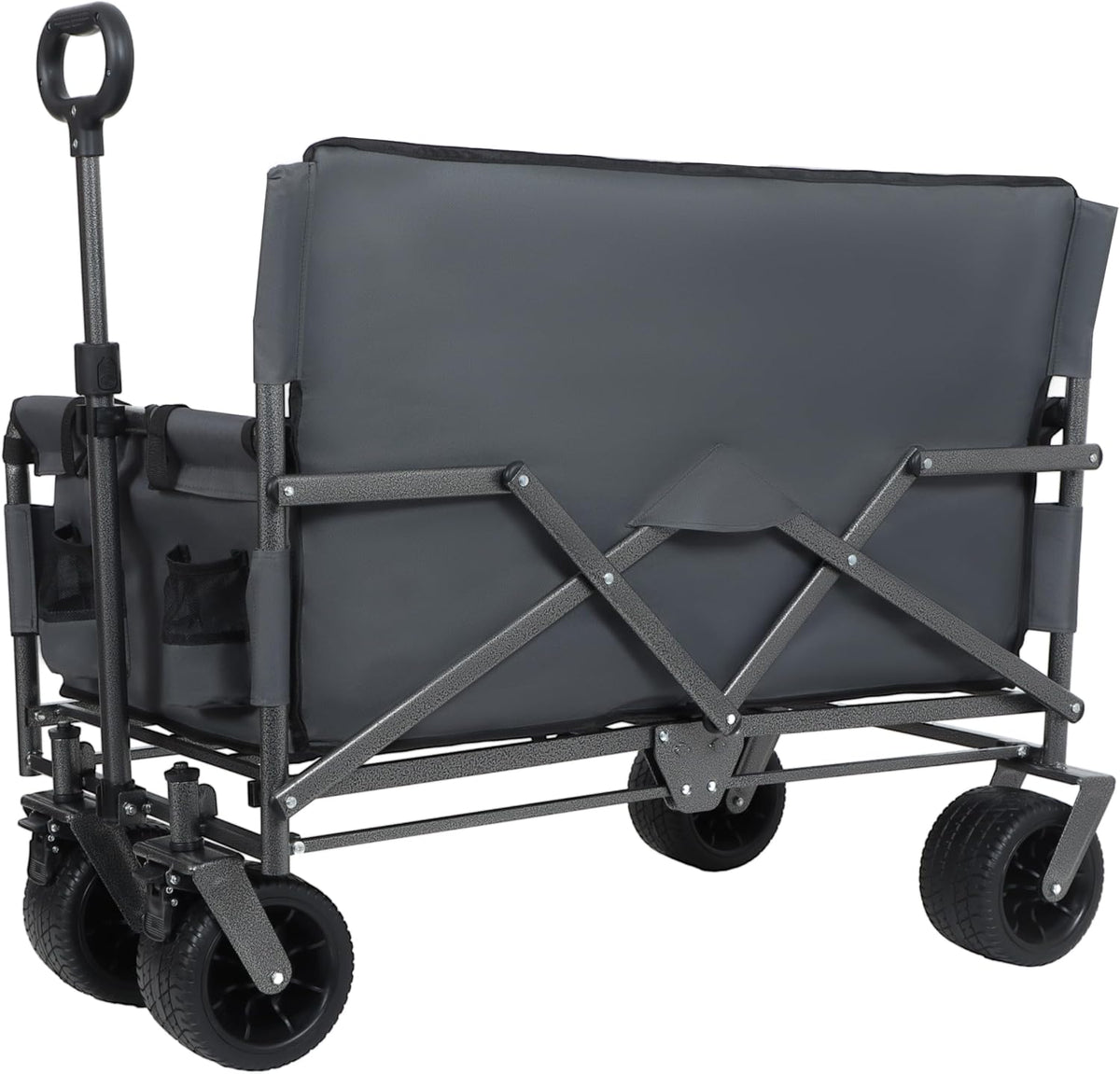 CIATRE 3-in-1 Heavy-Duty Convertible Folding Wagon Cart with Bench Seat & Storage – 500lb Capacity, 180L All-Terrain Wagon for Camping, Beach, Sports, & Garden – 360° Swivel Wheels (Gray)