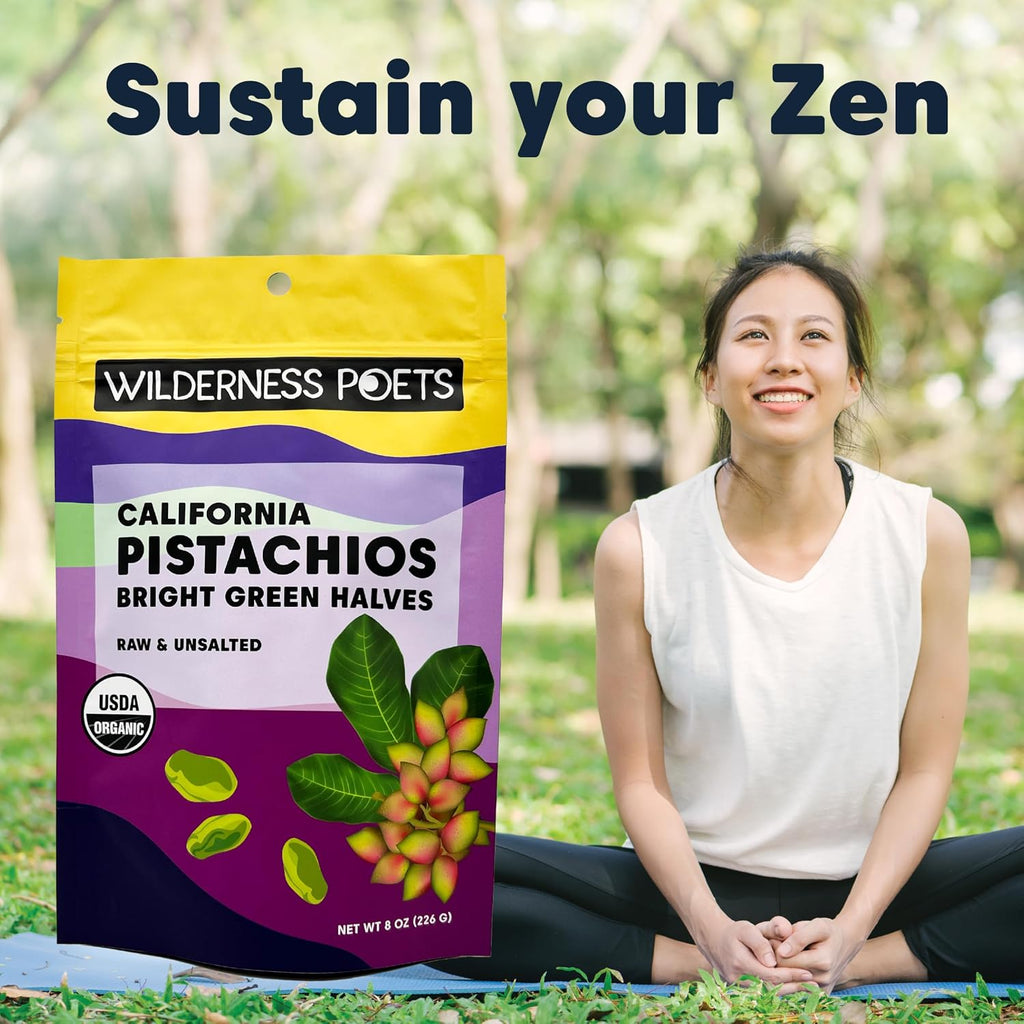 Wilderness Poets, Organic Pistachios - Bright Green Pistachio Nut Halves, No Salt, Grown in California - 5 Pound (Pack of 4)