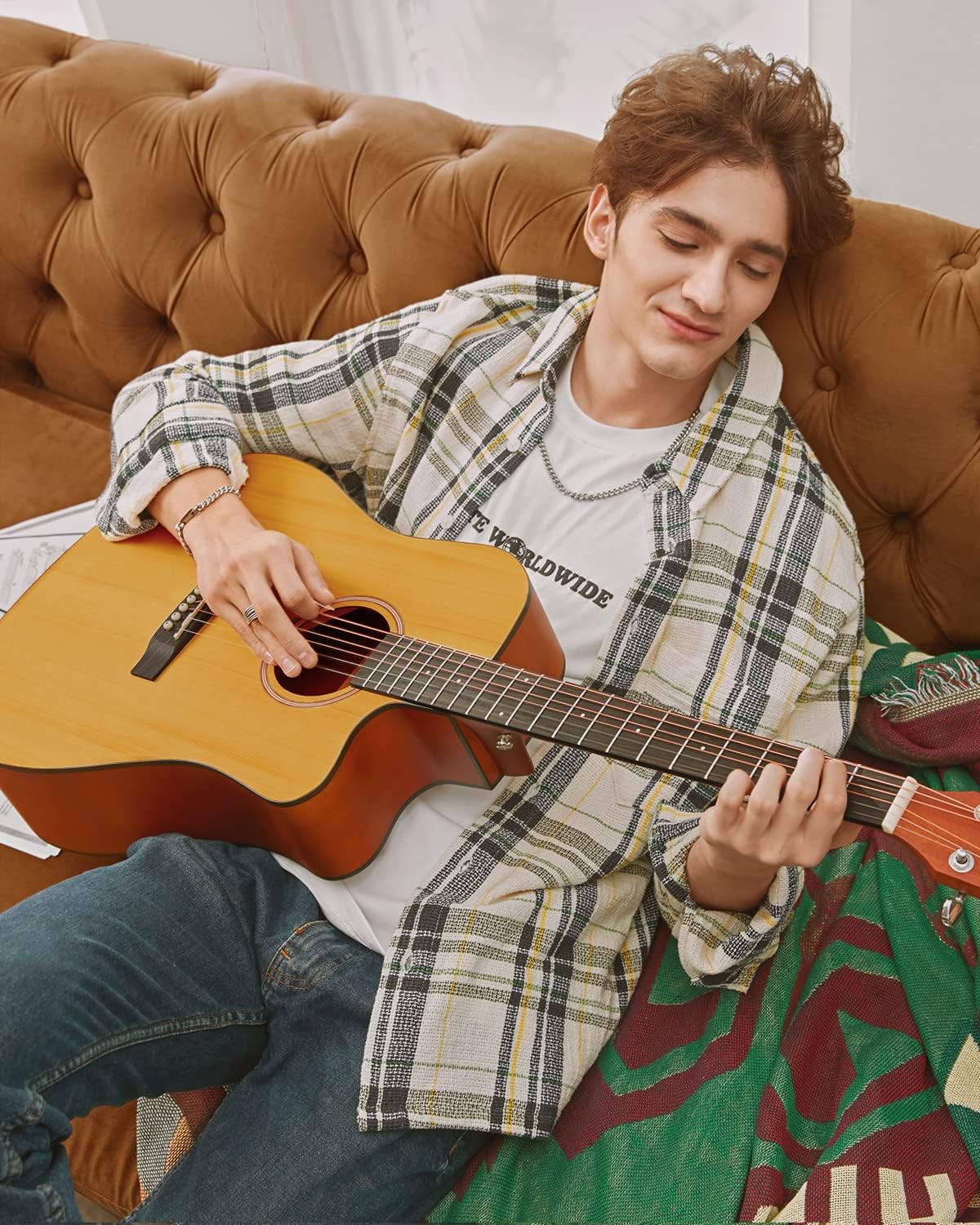 Donner Acoustic Guitar Kit Full Size Cutaway Acustica Guitarra Starter & Acoustic Guitar Pickup