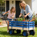 Garden Cart with Removable Side Panels, 176 lbs Capacity - Heavy-Duty Steel Yard Cart with Pneumatic Tires, Ideal for Gardening, Beach Use, and More (Blue-Black Handle)