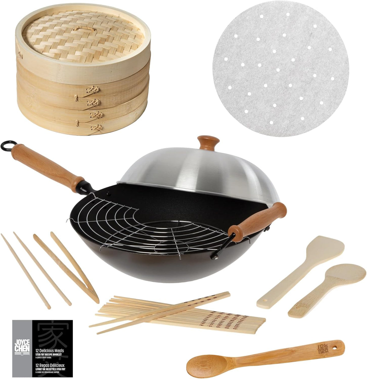 Joyce Chen Professional Series Nonstick 14-Inch Wok 13-Piece PFAS Free Cookware Set