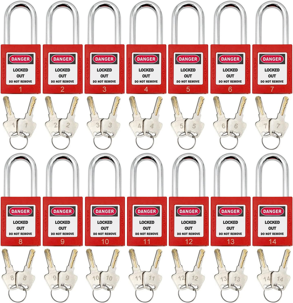 Lockout Tagout Station,Loto Kits, Includes 14 Key Different Padlocks with Numbers, 4 Lockout Hasps, 40 Lockout Tags, 20 Nylon Cable (Big Lock Station) Yellow