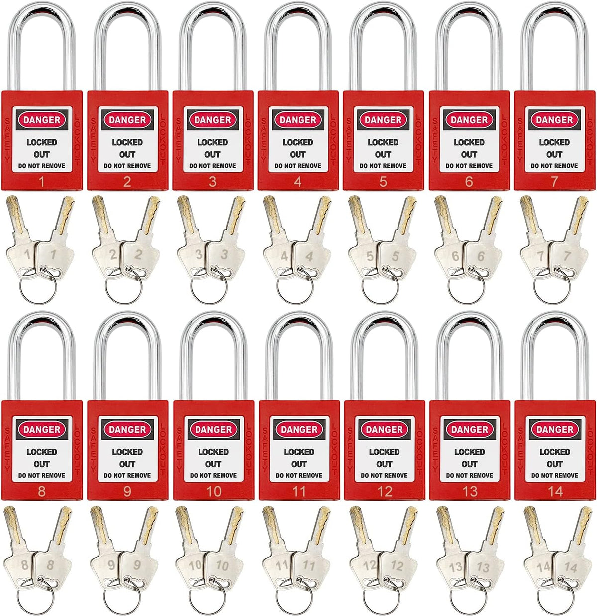 Lockout Tagout Station,Loto Kits, Includes 14 Key Different Padlocks with Numbers, 4 Lockout Hasps, 40 Lockout Tags, 20 Nylon Cable (Big Lock Station) Yellow