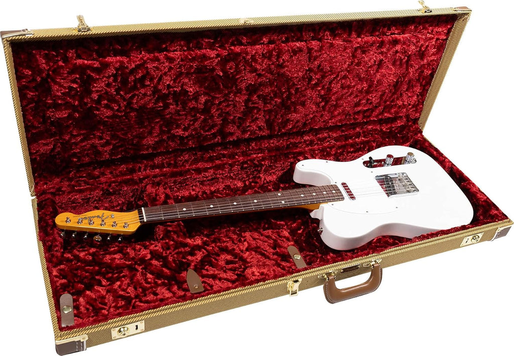 Fender Jimmy Page Mirror Telecaster - White Blonde Bundle with Tweed Case, Strap, Cable, and Guitar Cleaning Kit