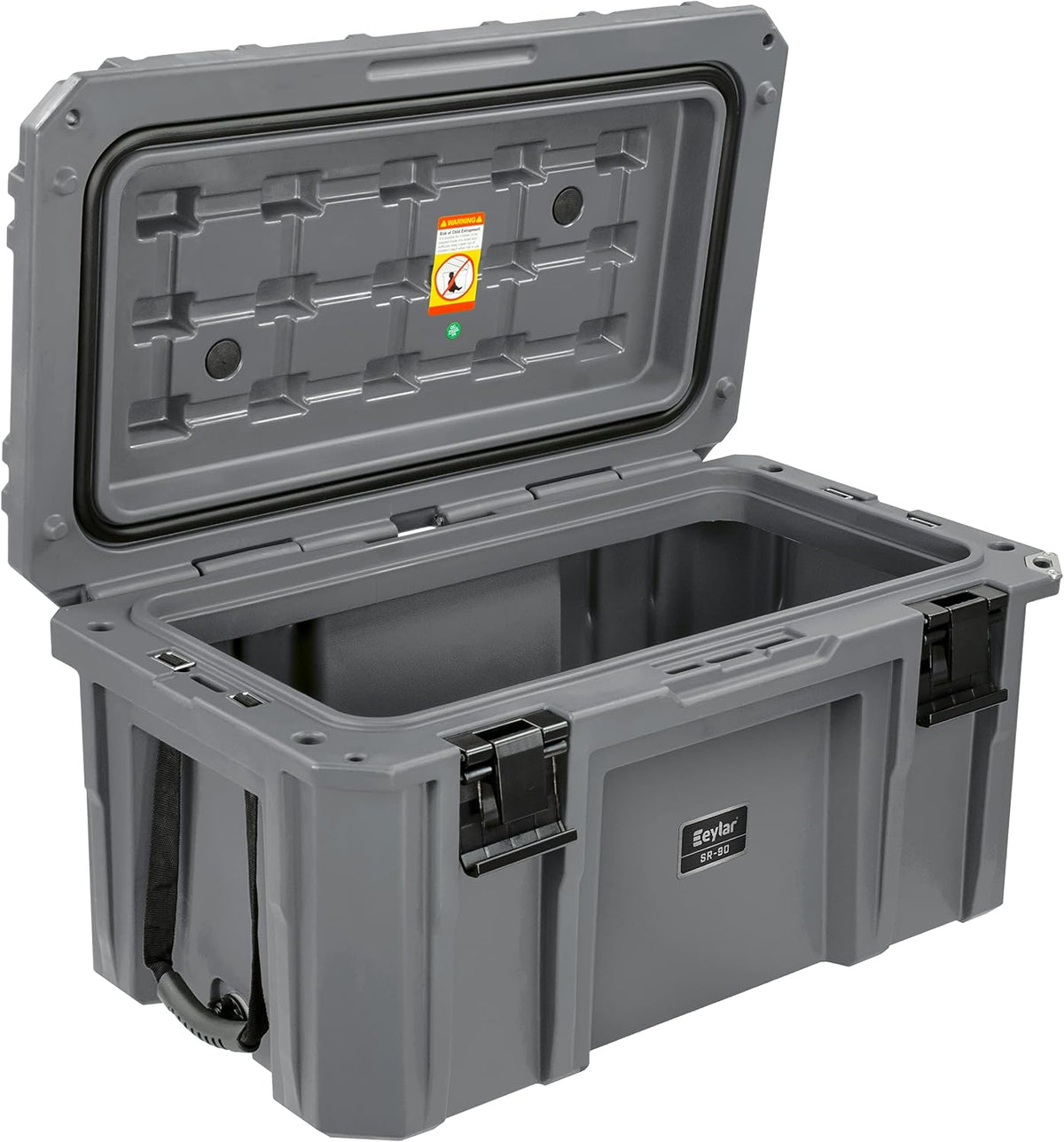 SR-90 Large Crossover Overland Cargo Case, Equipment Hard Case, Roto Molded, Stackable with Pad-Lock Hasp, Strap Mountable, TSA Standard, IPX4 Rated, 90 Liters (Gray)