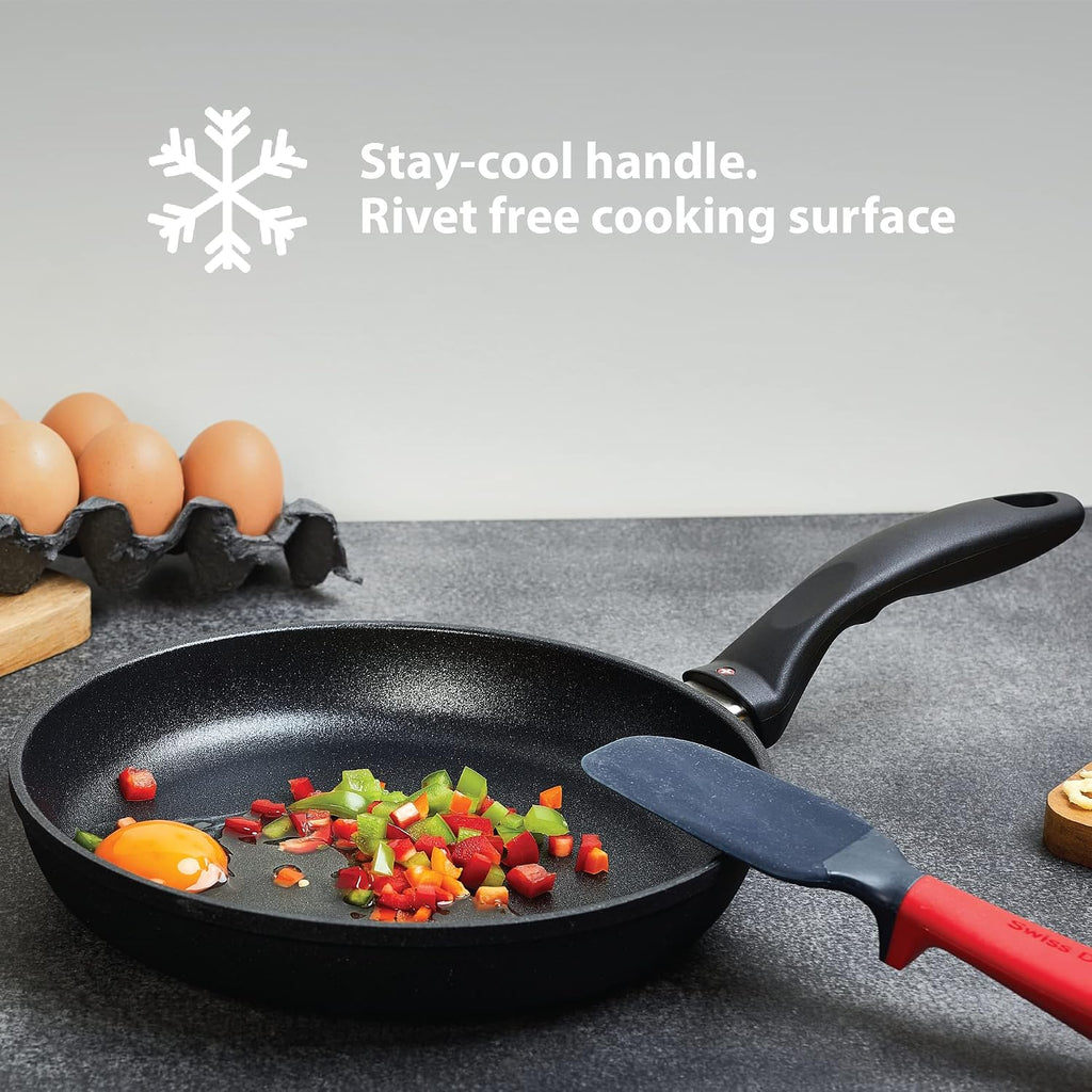 Swiss Diamond 3 Piece Set Fry Pan & Casserole HD Nonstick Diamond Coated Aluminum with Lids, Dishwasher/Oven Safe Grey