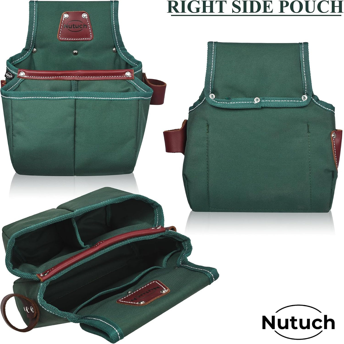 Nylon and Leather Tool Belt | Nylon Tool Pouch | Carpenter | Construction | Framers | Electrician Tool Belts | Drywall Tool Bags (GREEN)